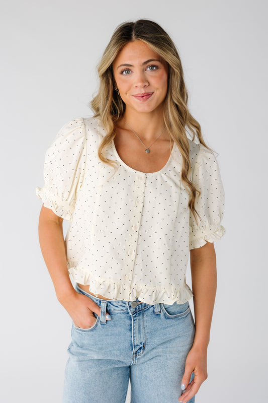 Dorothy Ruffle Hem Blouse WOMEN'S TOP Things Between Cream S 