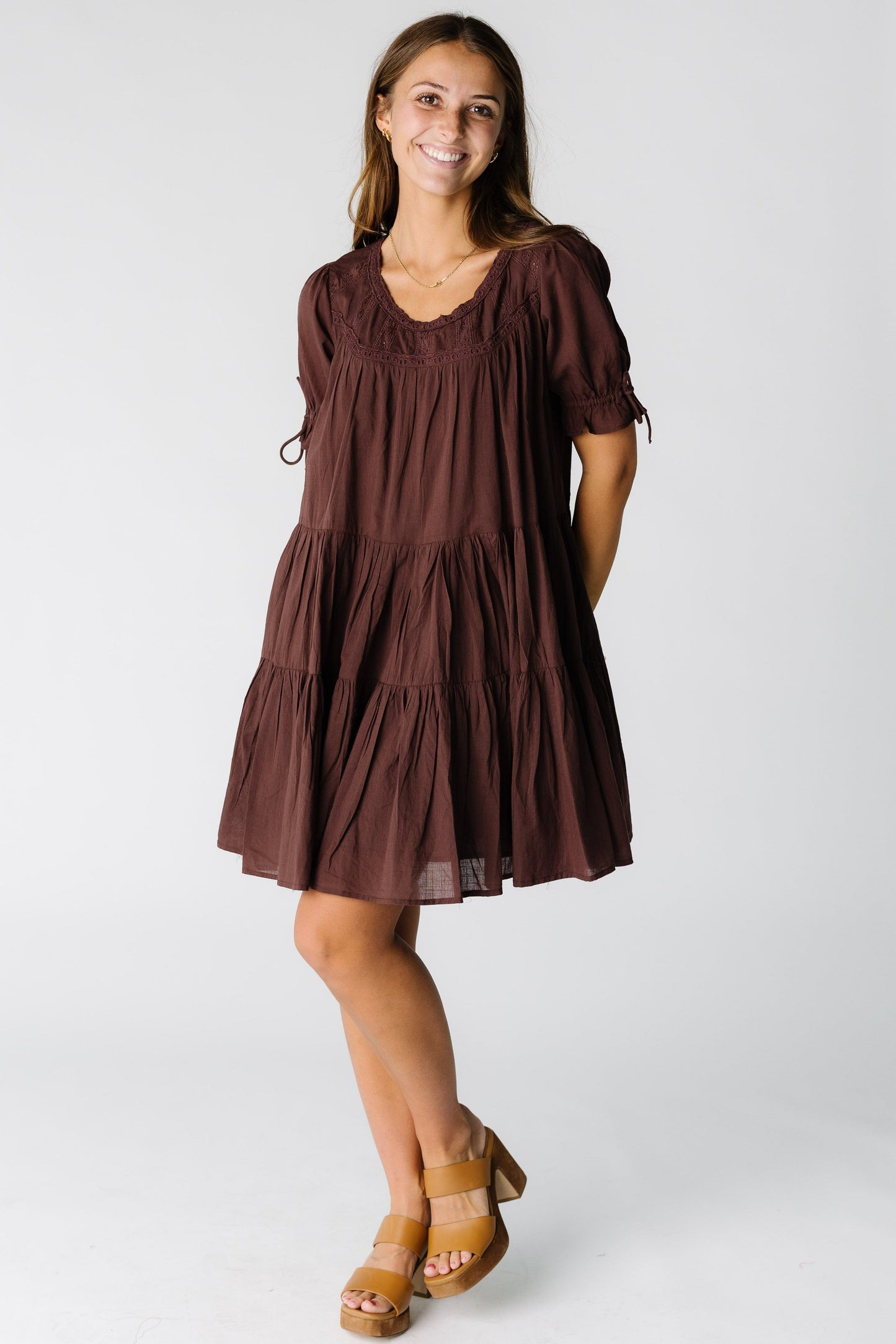 Citrus Take Me Out Knee Dress-Brown for women and teens