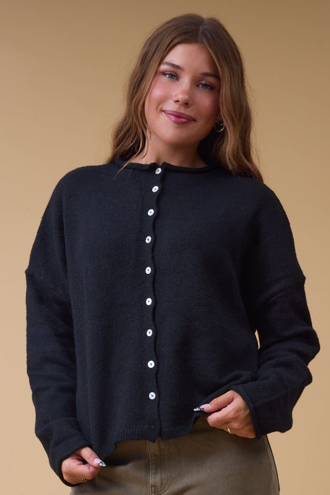 Aria Soft Cardigan in black or women and teenage girls.