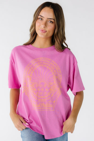 Rip Curl Hotel Malibu Heritage Tee - Pink Cotton Women's T-shirt