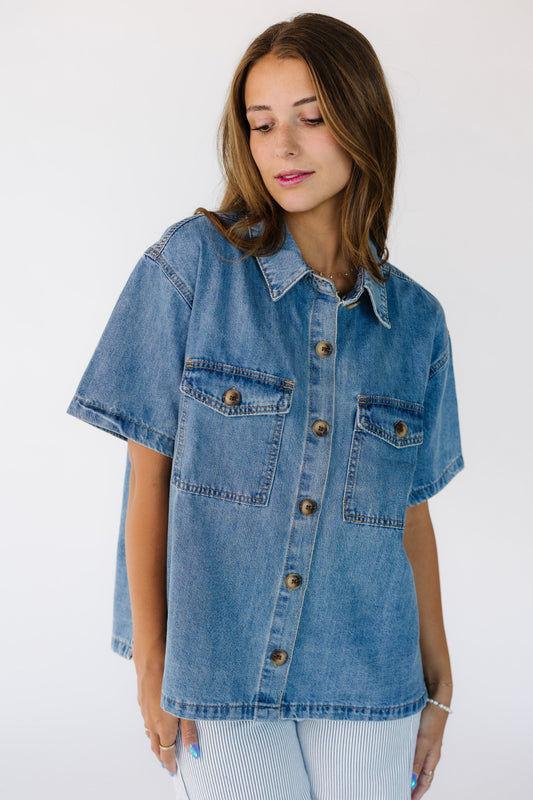 Josie Denim Blouse WOMEN'S TOP Wishlist Lt Denim S 