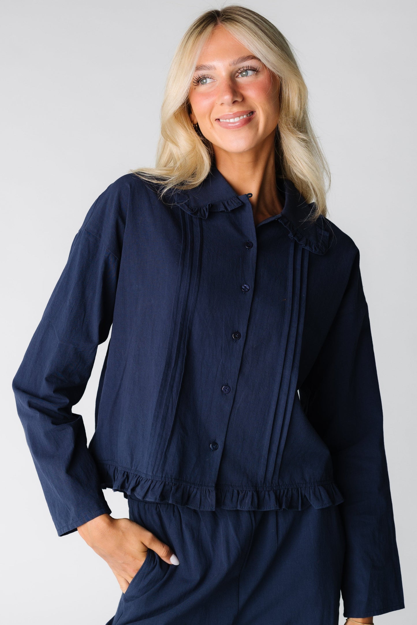 The Kelsea Ruffle Blouse WOMEN'S TOP Things Between Midnight S 