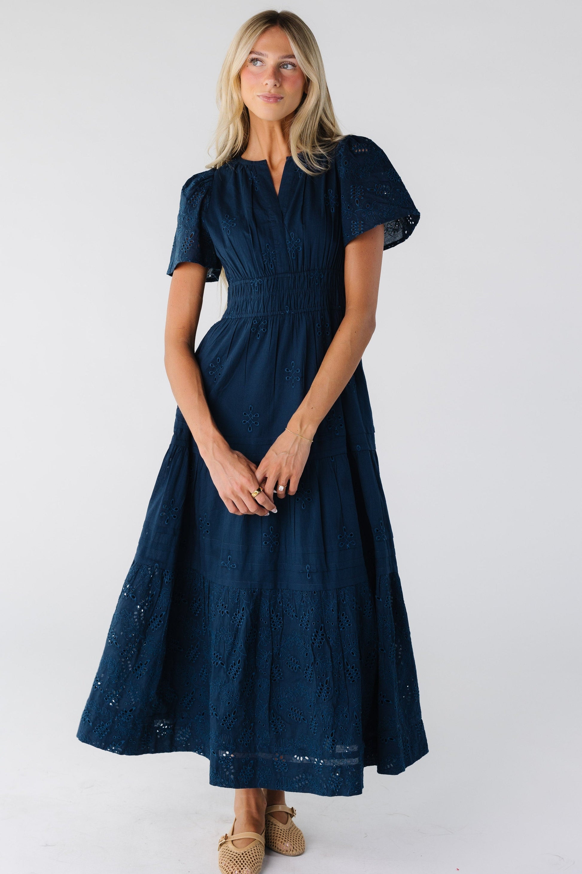 Citrus Eyelet Shae Dress - Blue WOMEN'S DRESS Citrus Blue XS 