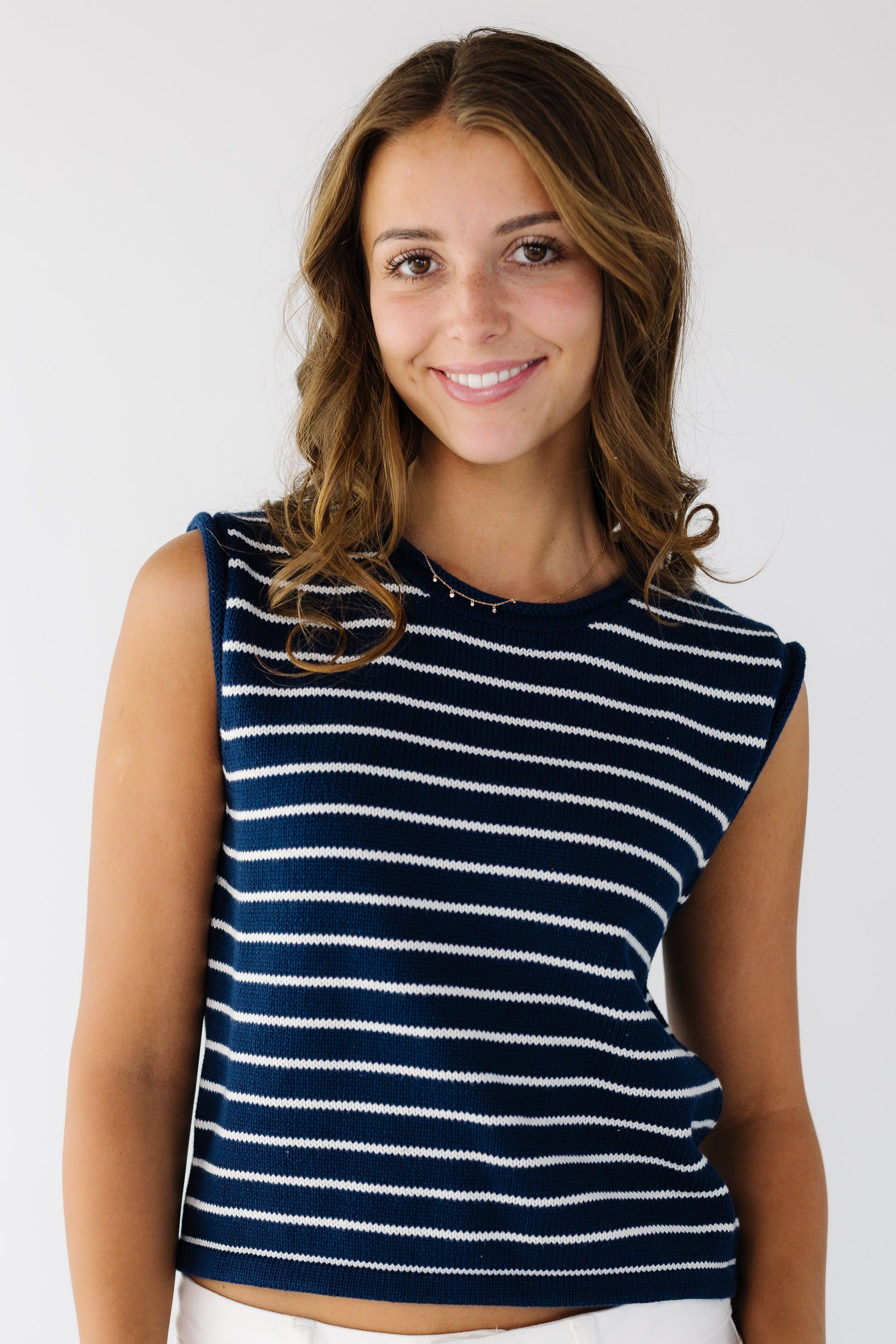 The Willow Top in navy & white for women and teen girls.