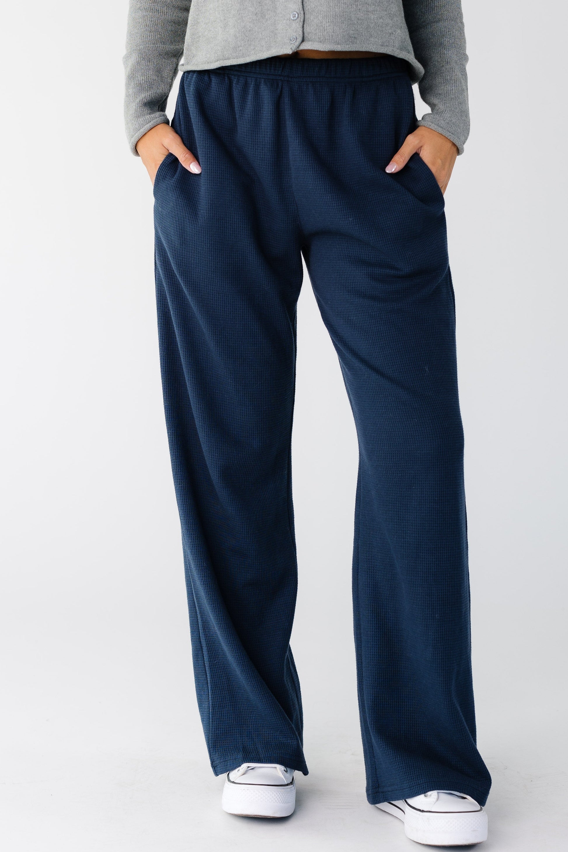 Brass & Roe Waffle Lounge Pants  in navy for women and teens