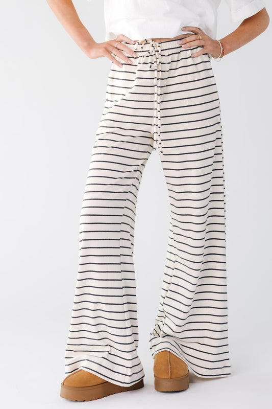 Charlotte Lounge Pant for women and teens in white with black stripe