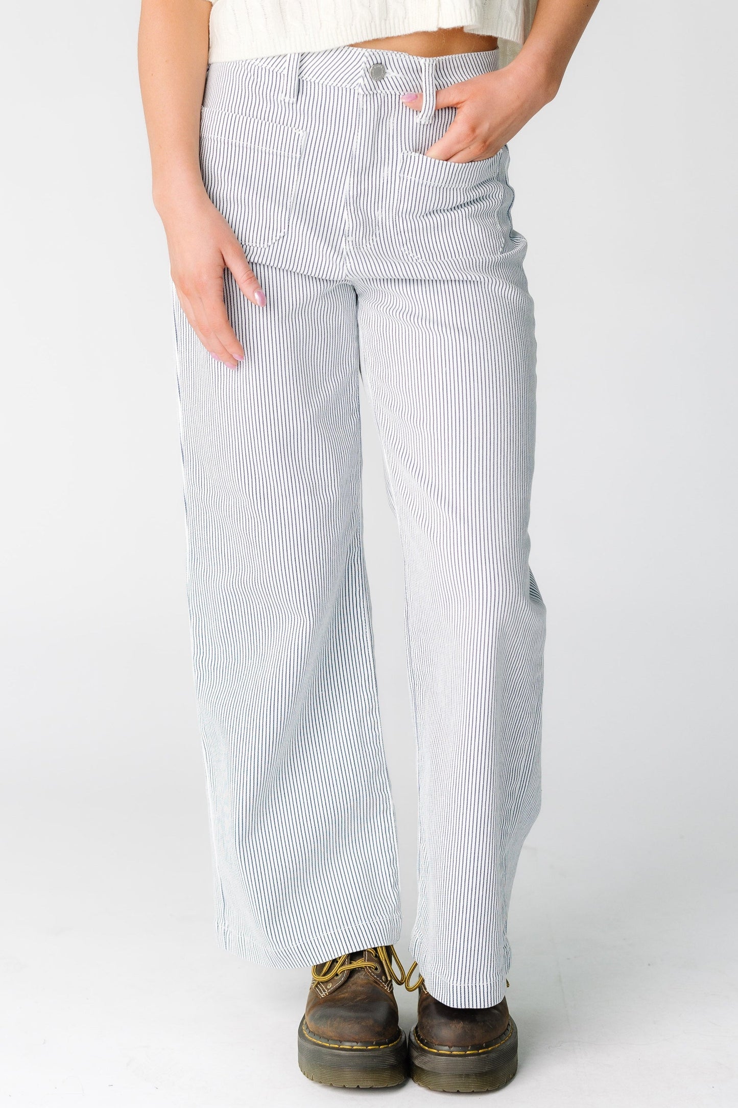 Date Time Stripe Wide Leg Denim WOMEN'S DENIM Just Panmaco Inc. 