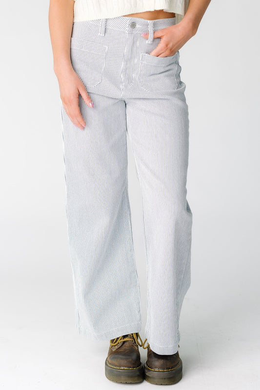 Date Time Stripe Wide Leg Denim WOMEN'S DENIM Just Panmaco Inc. 