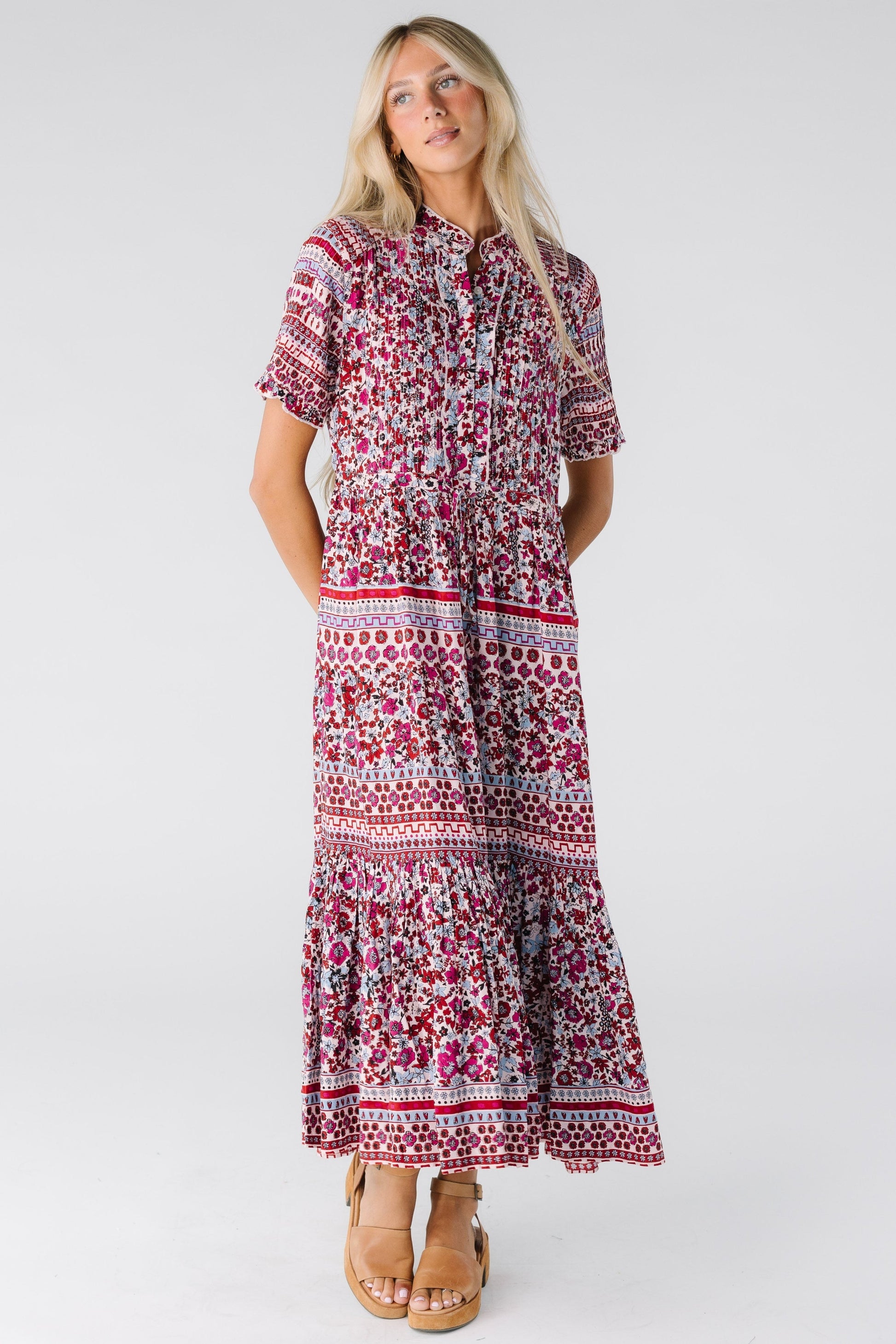 Citrus Pintuck Mix Print Dress WOMEN'S DRESS Citrus Mix Print XS 