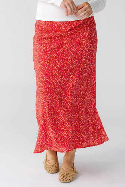 Brass & Roe Ruby Print Skirt  in red for women and teens.