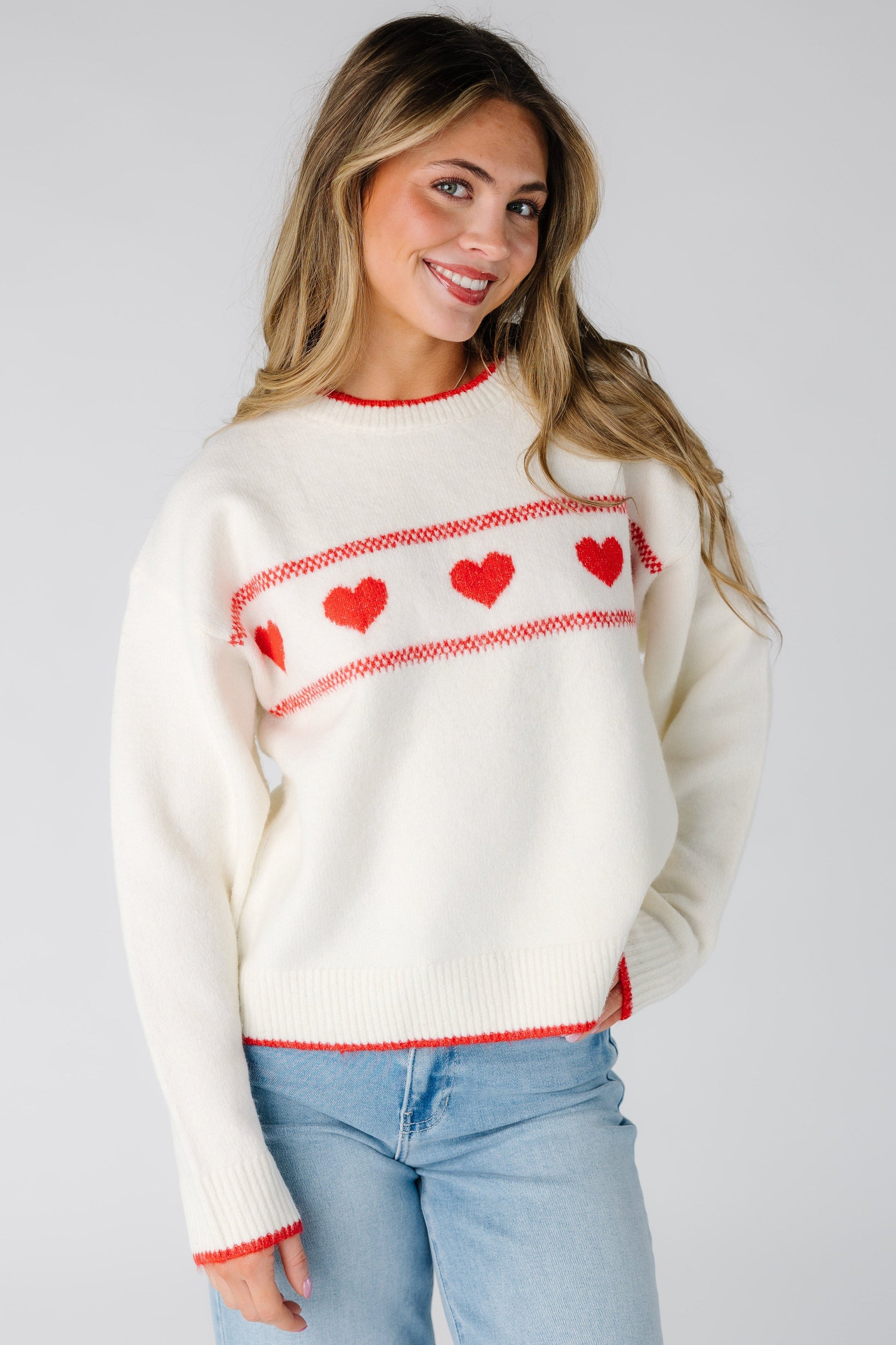 Be Mine Sweater WOMEN'S SWEATERS Wishlist Cream/Red S 