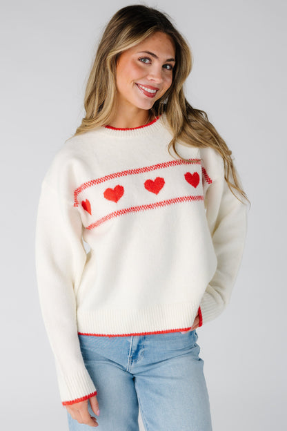 Be Mine Sweater WOMEN'S SWEATERS Wishlist Cream/Red S 