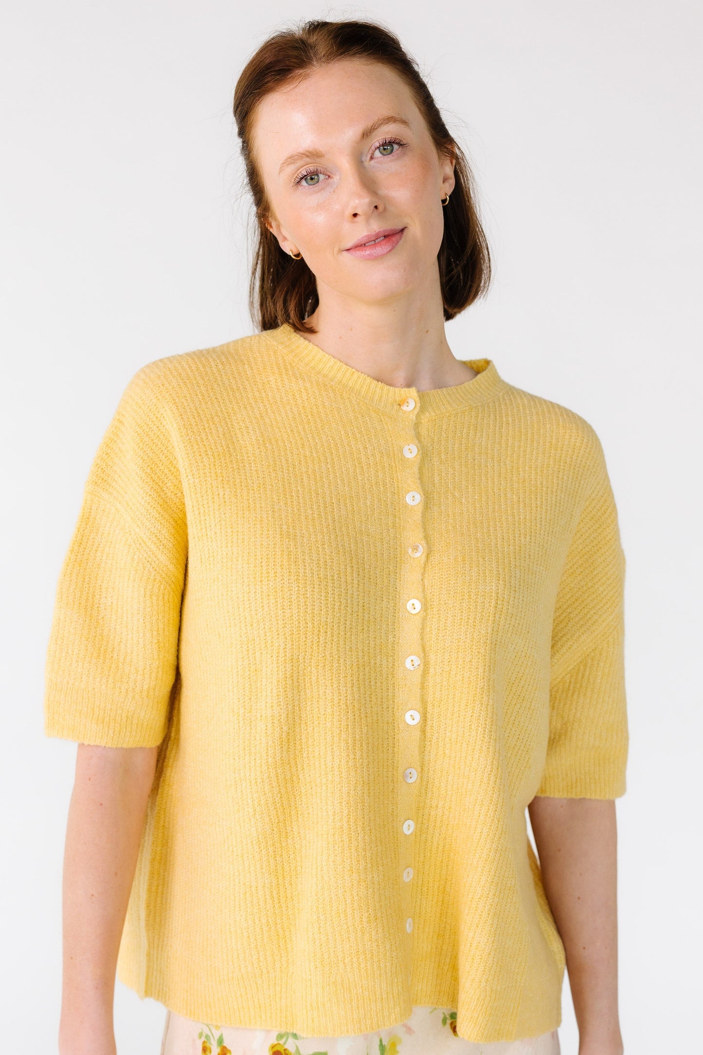 Dressed Up Cardigan- Spring in honey yellow for women and teens.