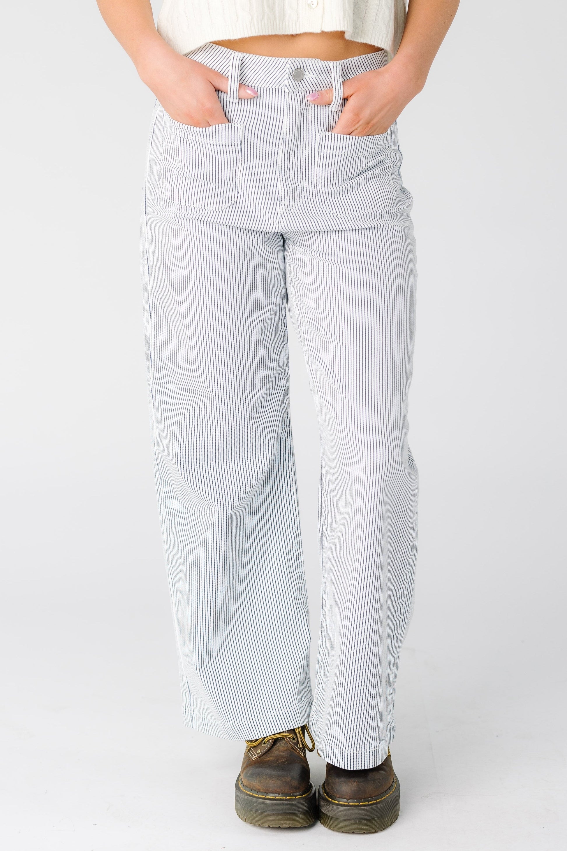 Date Time Stripe Wide Leg Denim WOMEN'S DENIM Just Panmaco Inc. 