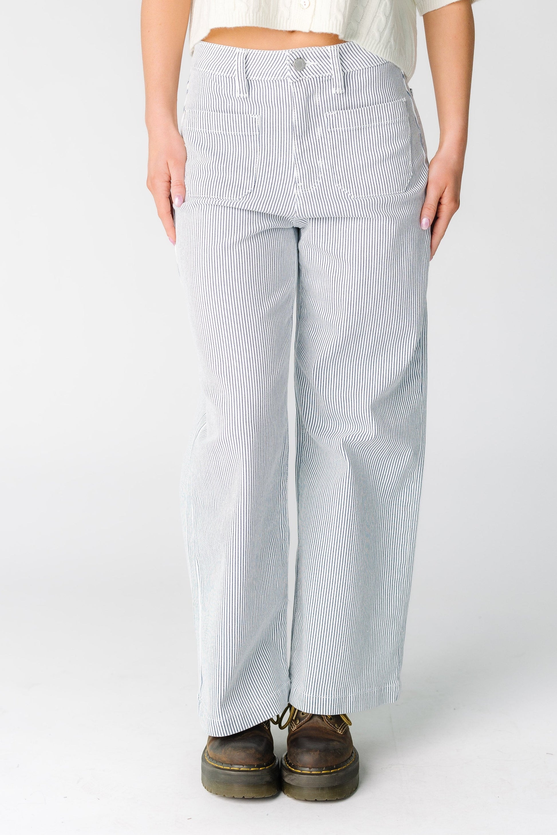 Date Time Stripe Wide Leg Denim WOMEN'S DENIM Just Panmaco Inc. Stripe 24 