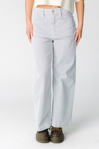 Date Time Stripe Wide Leg Denim WOMEN'S DENIM Just Panmaco Inc. Stripe 24 