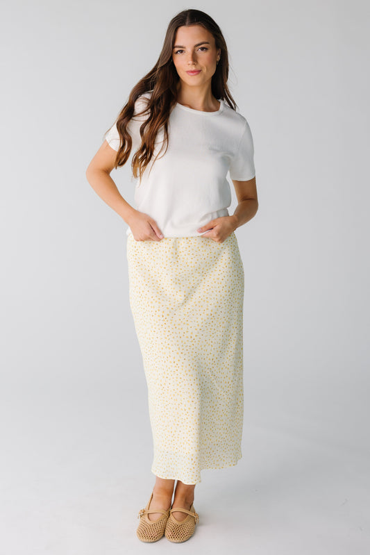 Brass & Roe Meadow Midi Skirt in yellow floral