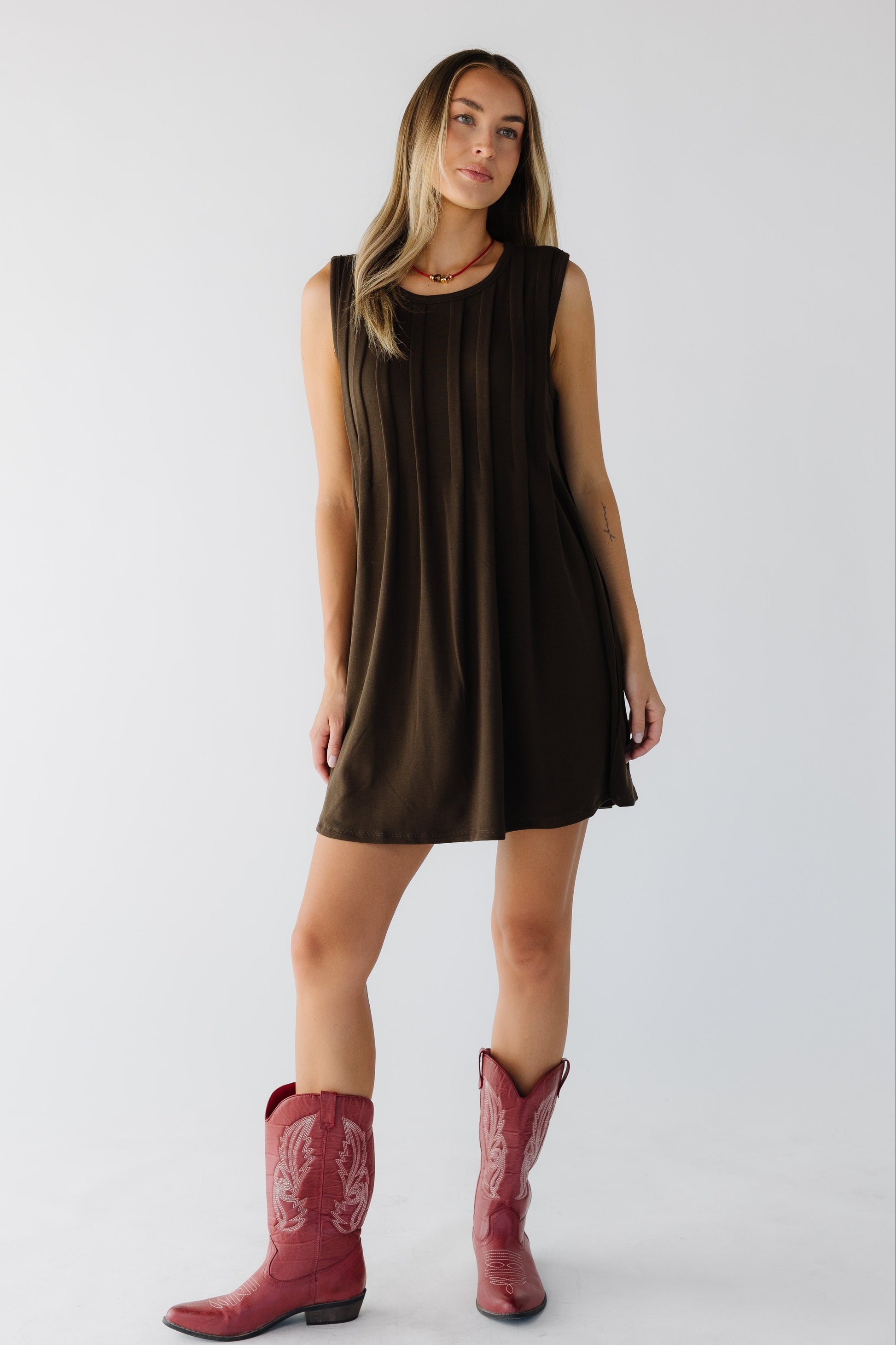 Aura Pleated Front Mini Dress – Called to Surf