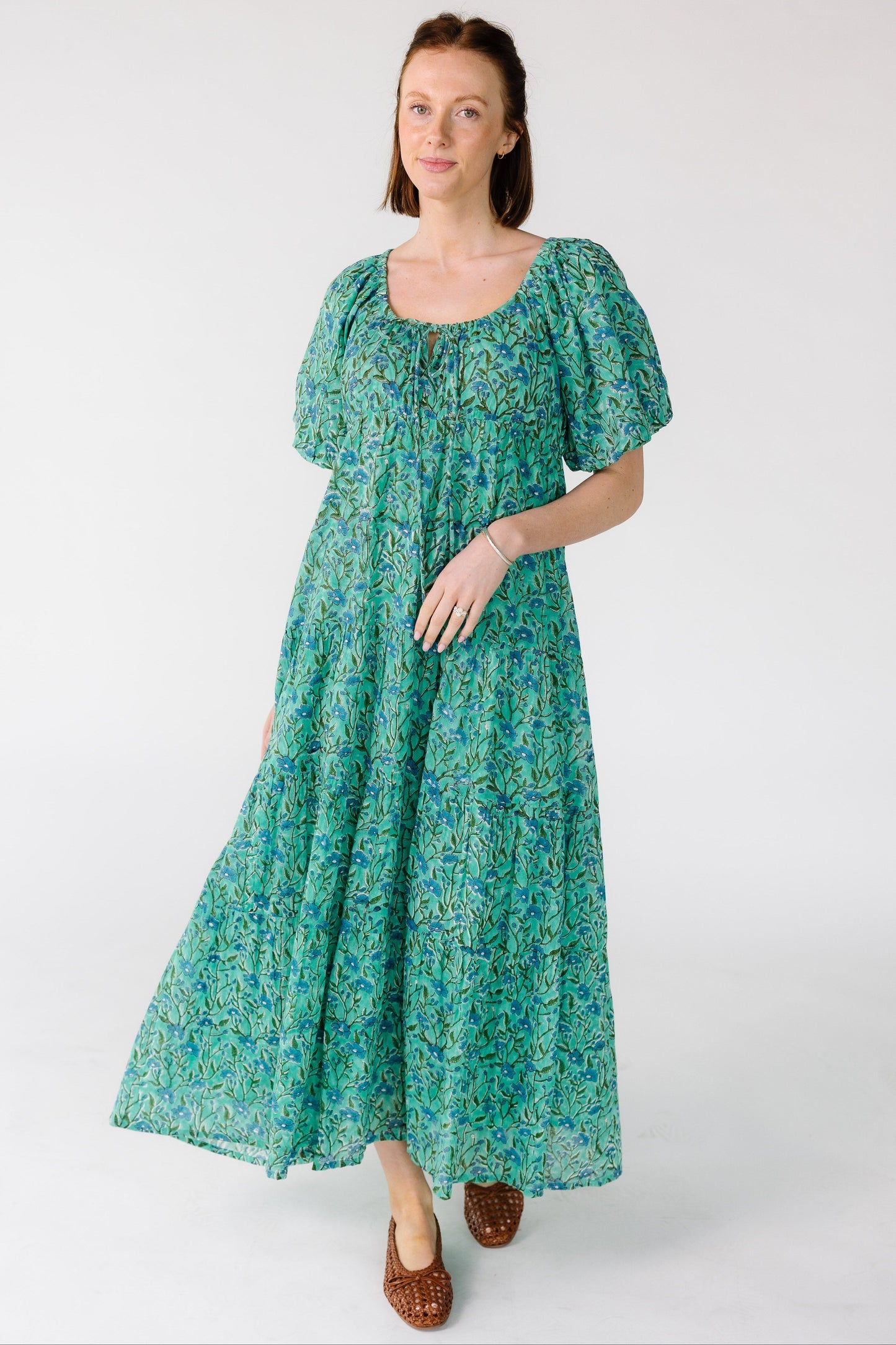 Citrus Lyon Tiered Dress WOMEN'S DRESS Citrus Sea Green Print XXS 