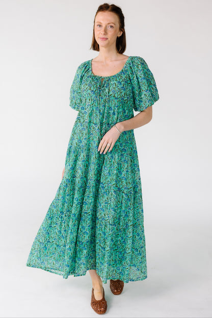 Citrus Lyon Tiered Dress WOMEN'S DRESS Citrus Sea Green Print XXS 