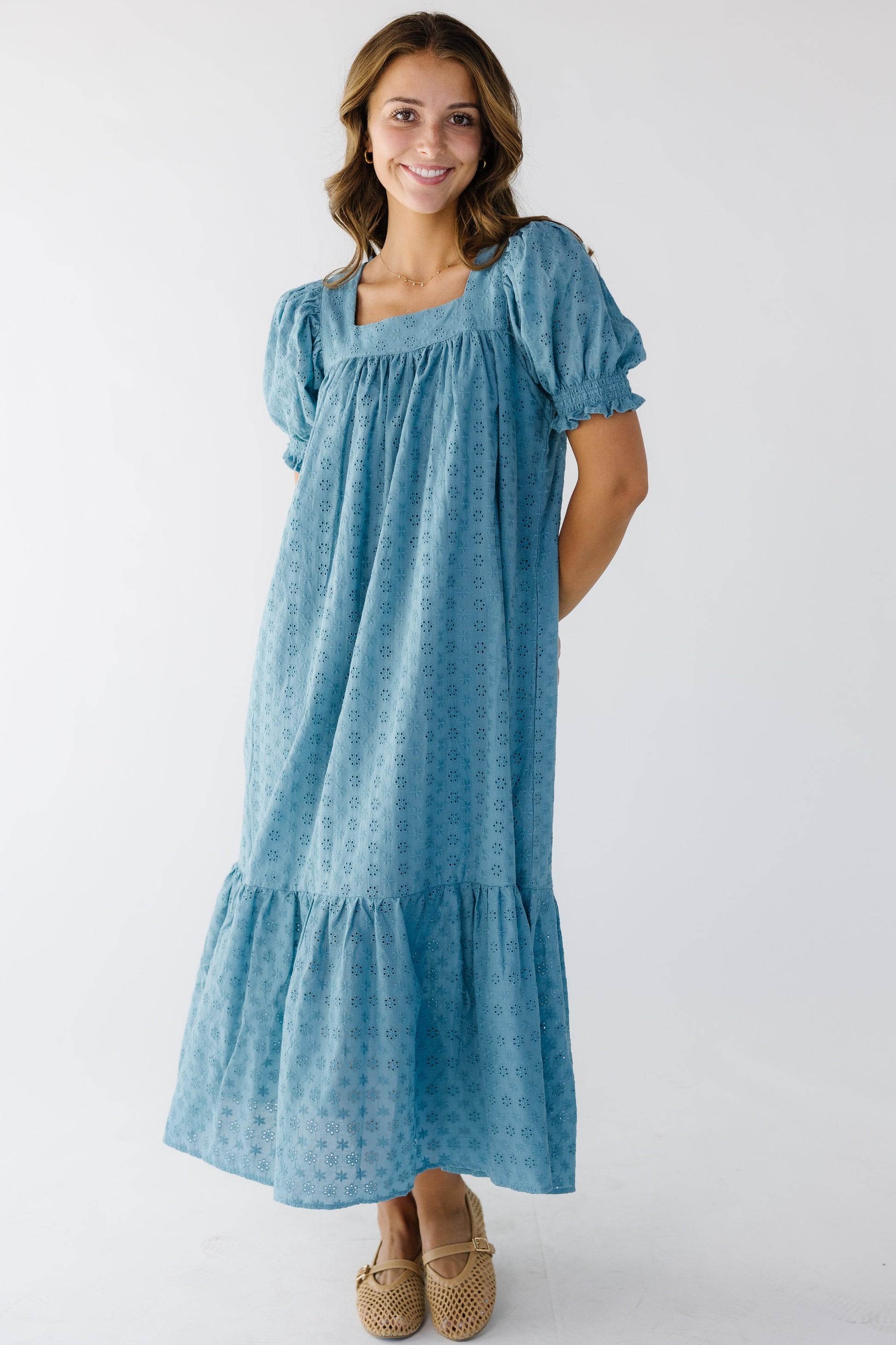 Brass & Roe Modest Forever Eyelet Midi Dress – Called to Surf