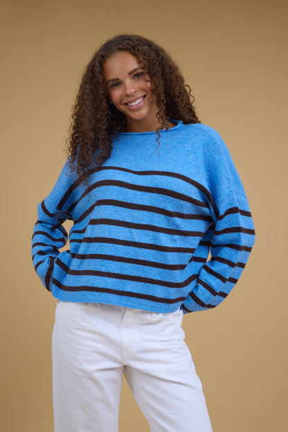 Zoey Striped Pullover Sweater WOMEN'S SWEATERS Things Between Blue/Brown S 