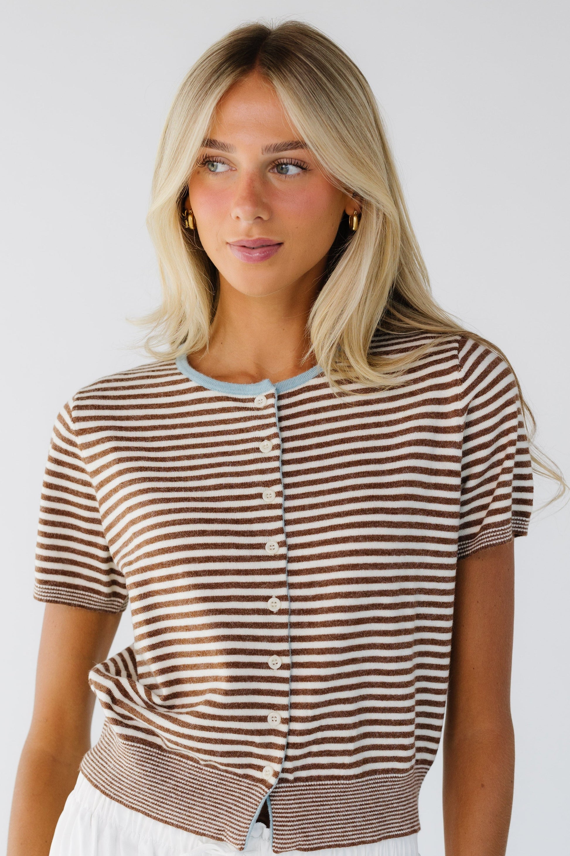 Kassie Button Up Short Sleeve Sweater WOMEN'S SWEATERS Mod Ref 