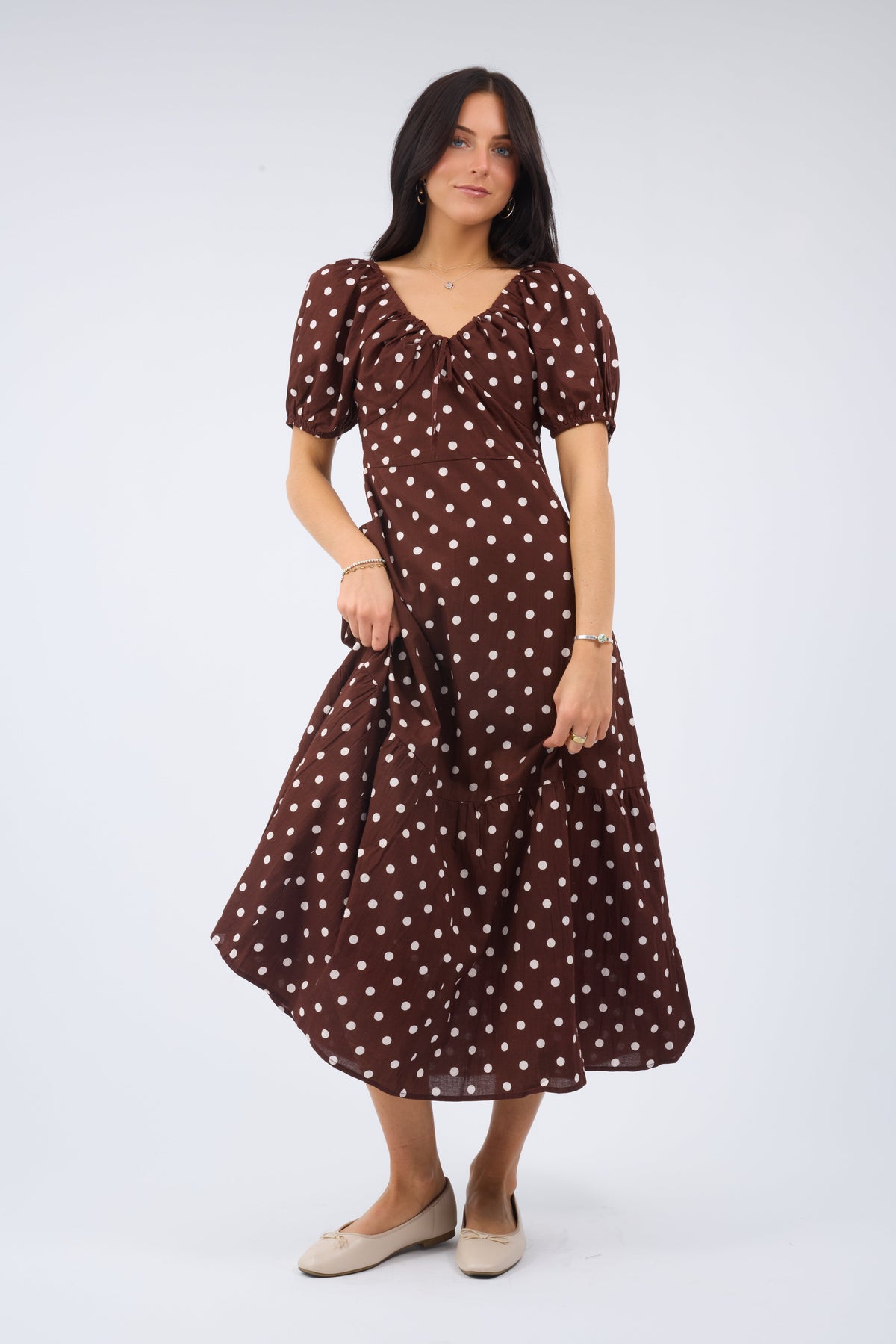 Citrus Alba Dress WOMEN'S DRESS Citrus Brown Polka Dot XXS 