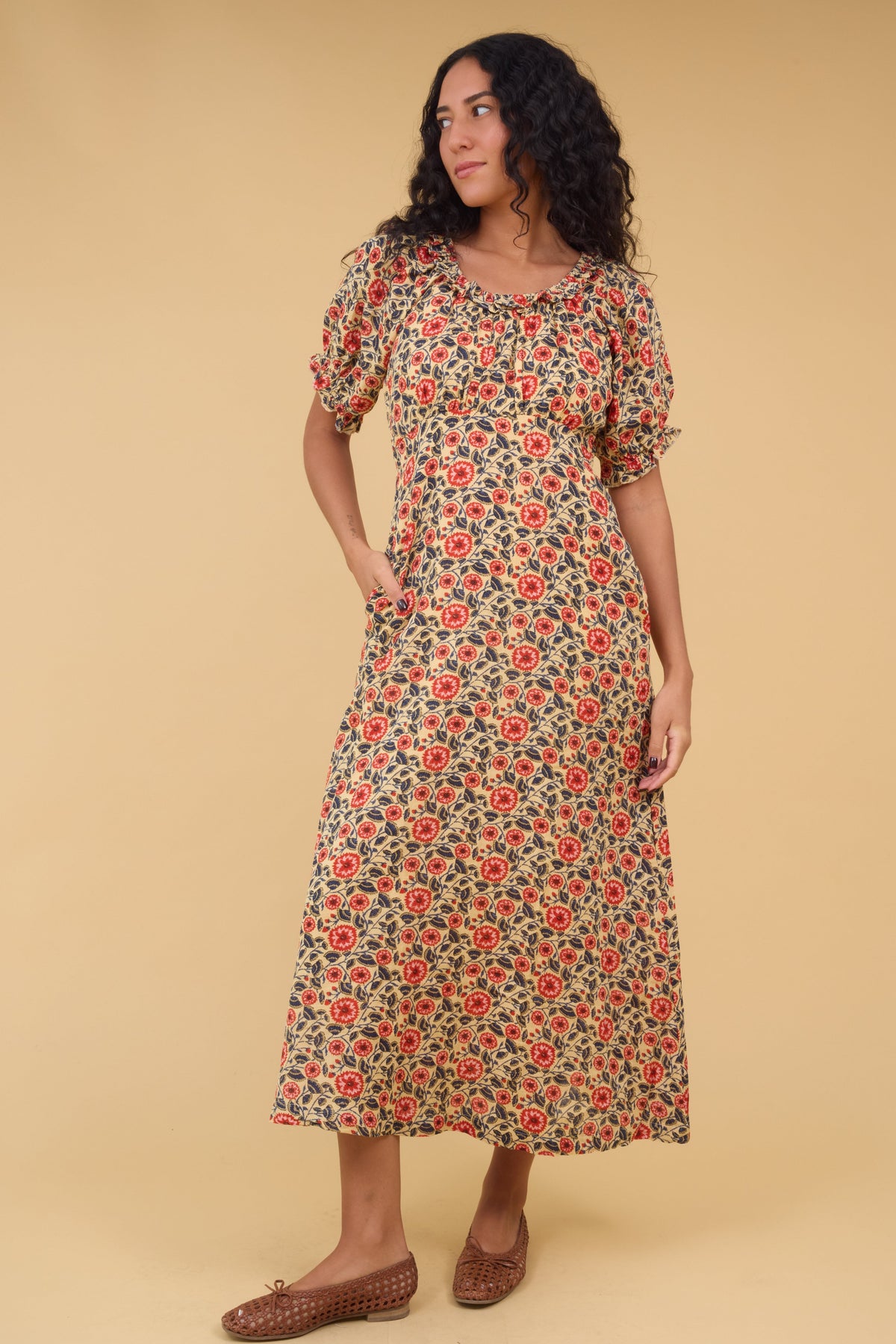 Citrus Vera Ruffle Dress in floral print for women and teen girls.