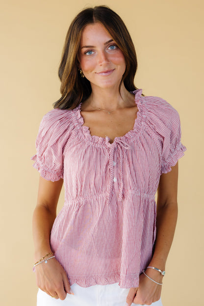 Citrus Delilah Top in red stripe for women and teen girls.