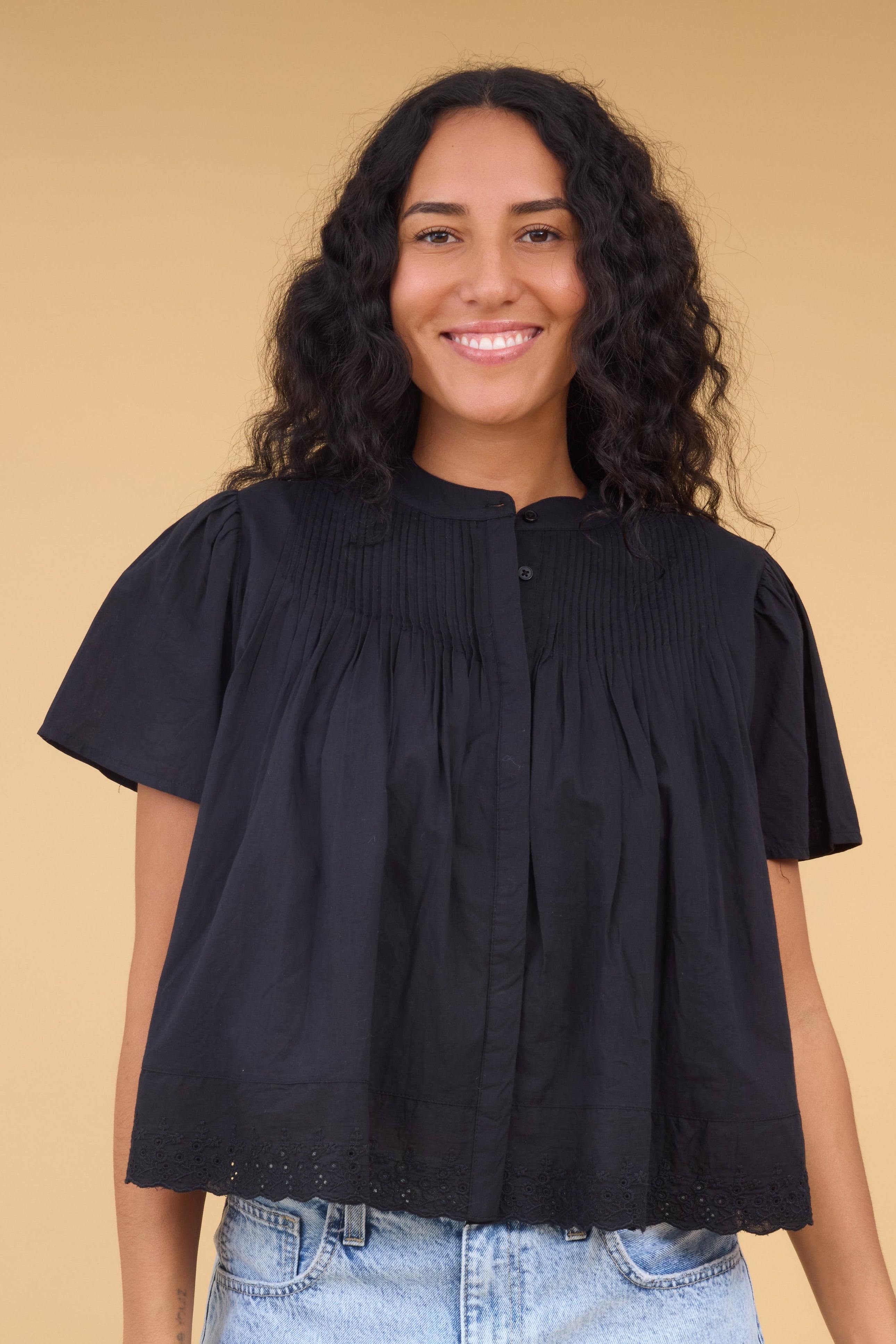 Modest Citrus Pintuck Top – Called to Surf