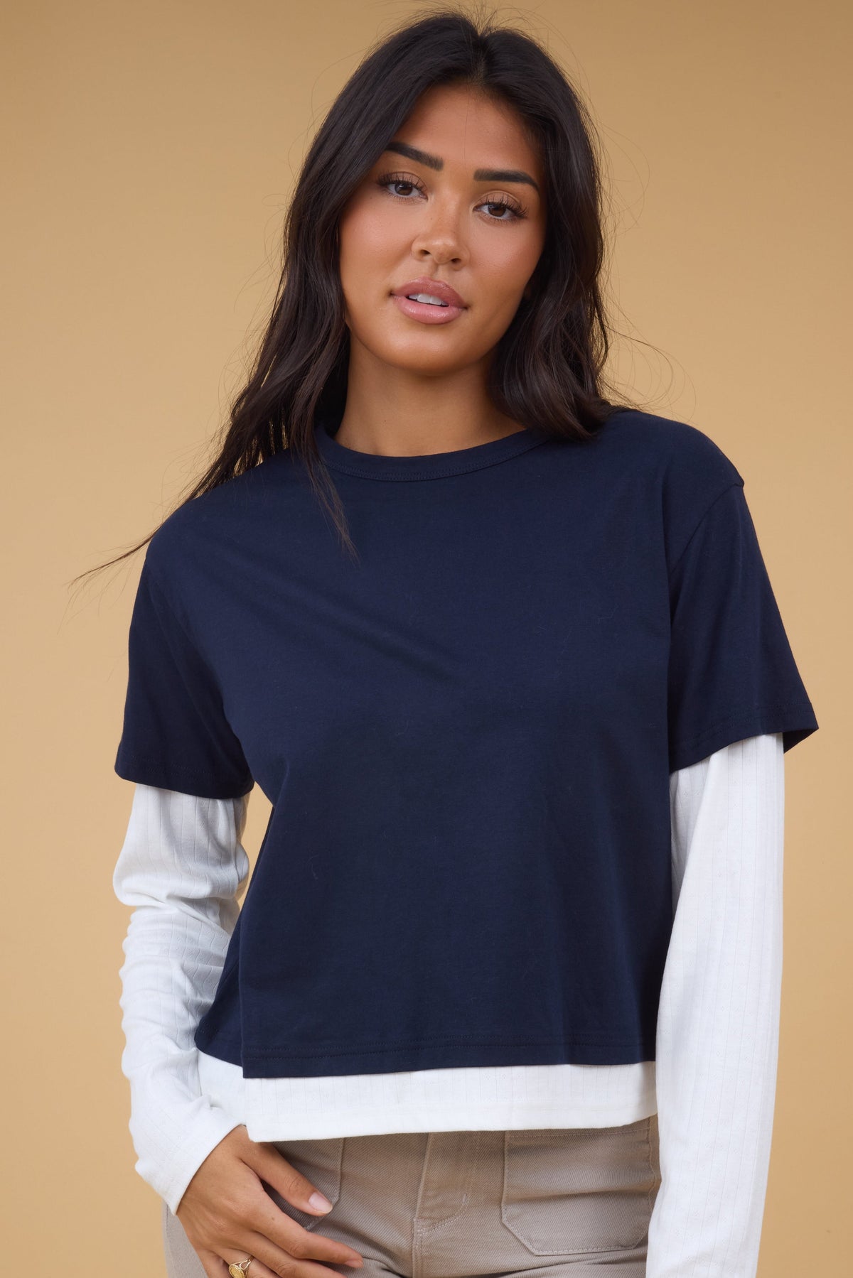 Cassandra Long Sleeve Top WOMEN'S TOP Twentifourth Navy/White S 