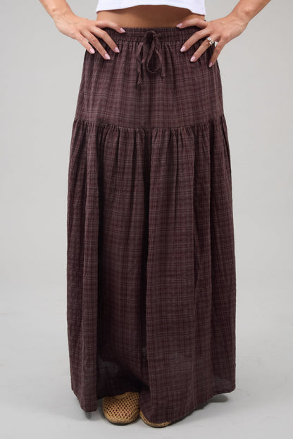 Checkmate Tiered Skirt WOMEN'S SKIRTS Things Between Brown S 