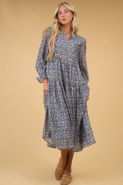 Brass & Roe Roxi Midi Dress Brass & Roe Charcoal/Blue XS 