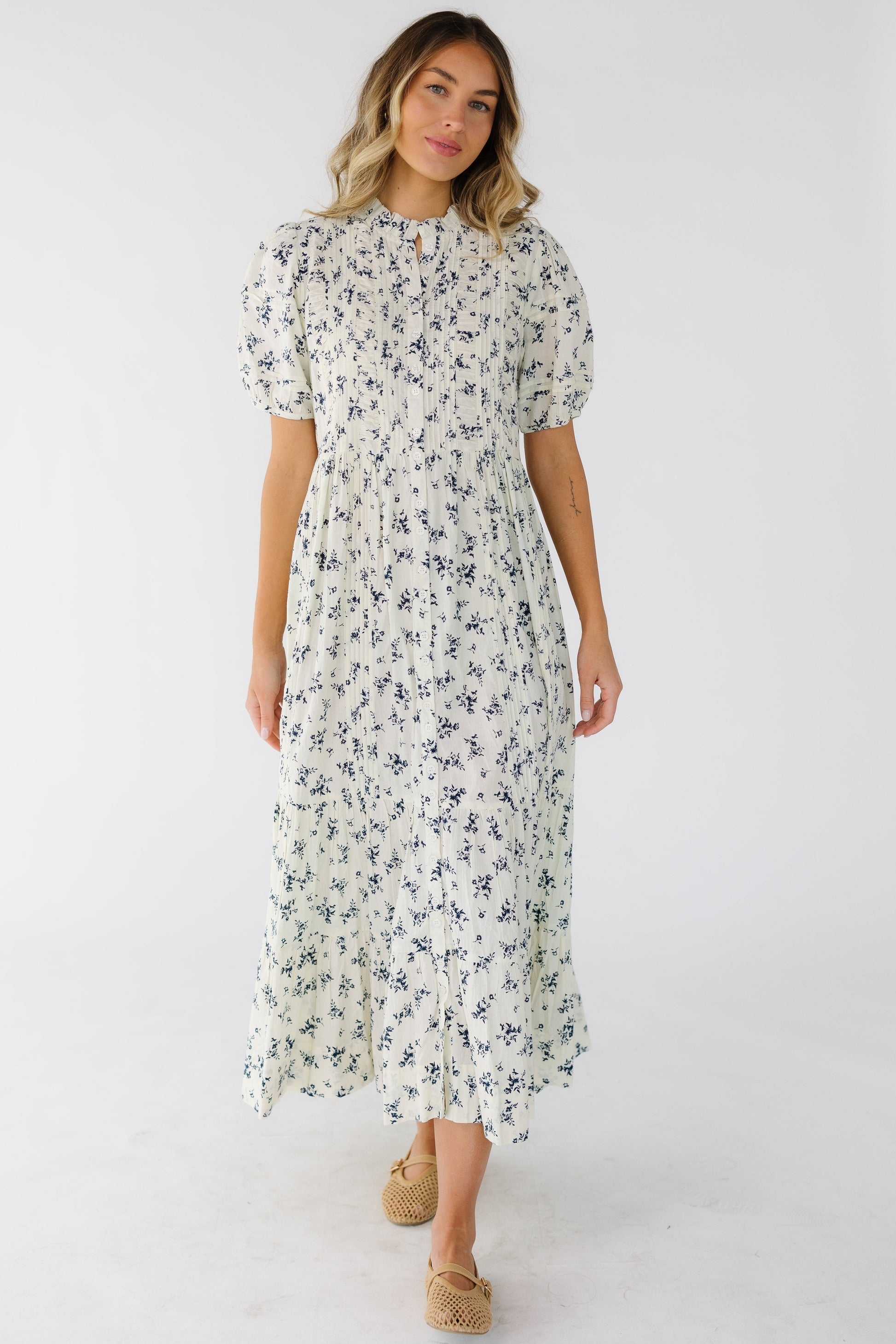 Modest Citrus Flower Fields Maxi Dress Cream Print / XXXL