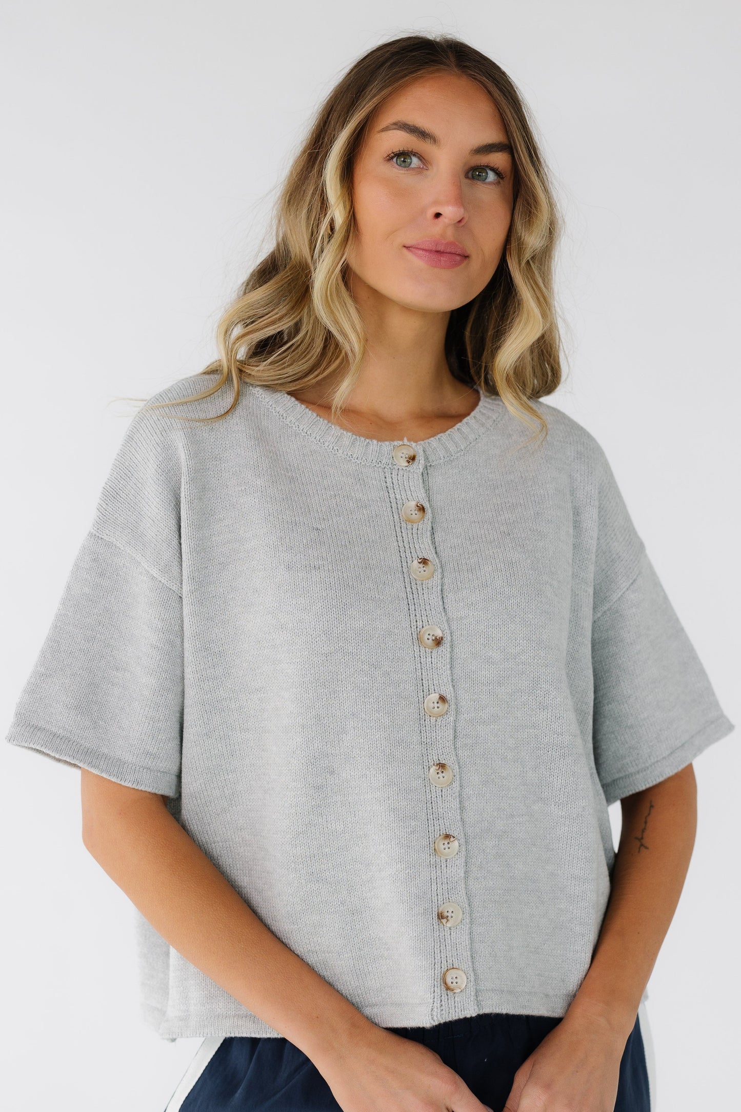 The Sabrina Sweater Top in grey for women and teen girls.