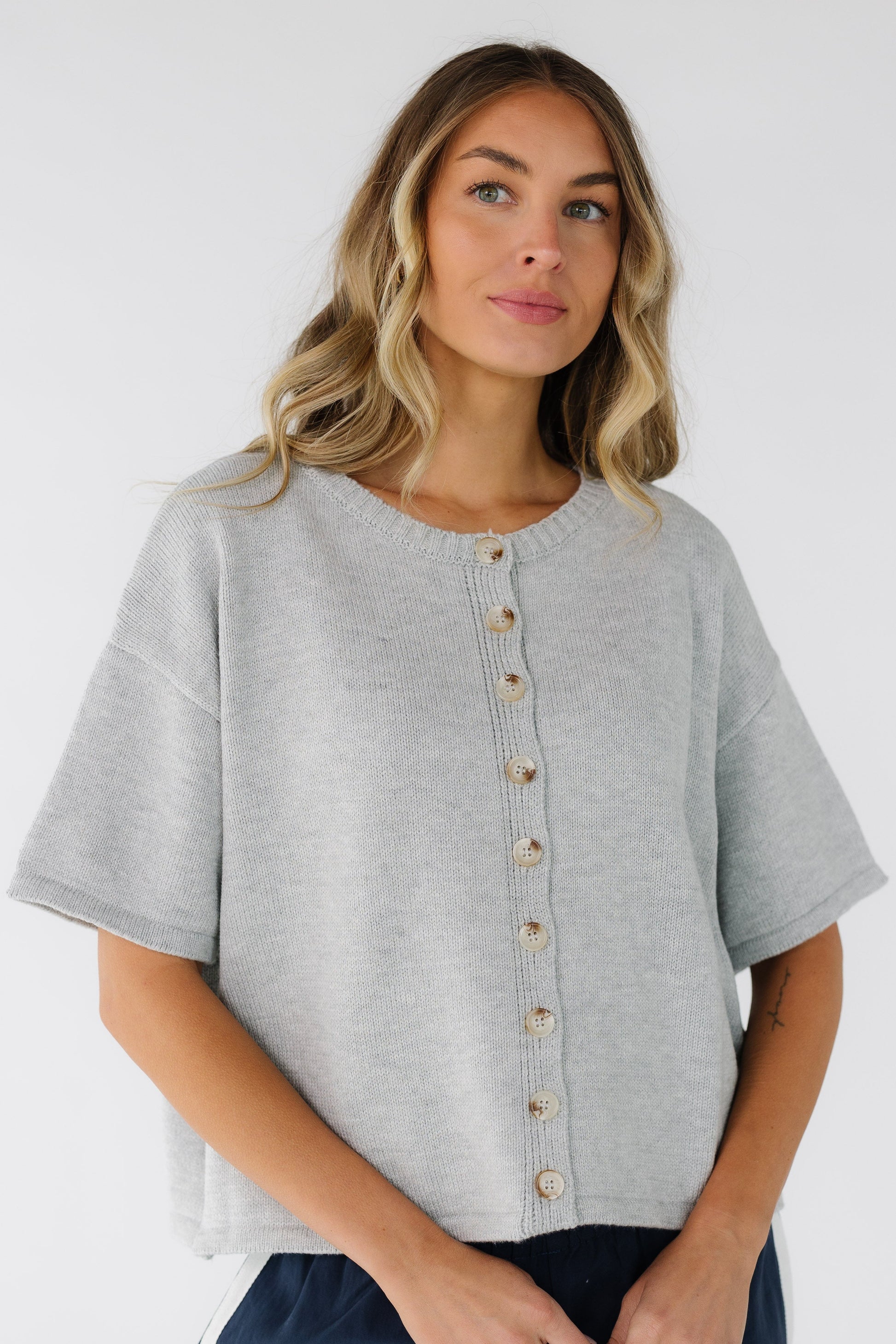 The Sabrina Sweater Top in grey for women and teen girls.