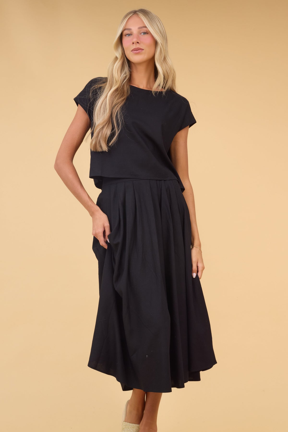 Brass & Roe Nia Top in black for women and teen girls.