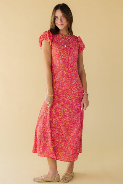 Brass & Roe Tamara Print Dress in red floral print for women and teen girls.