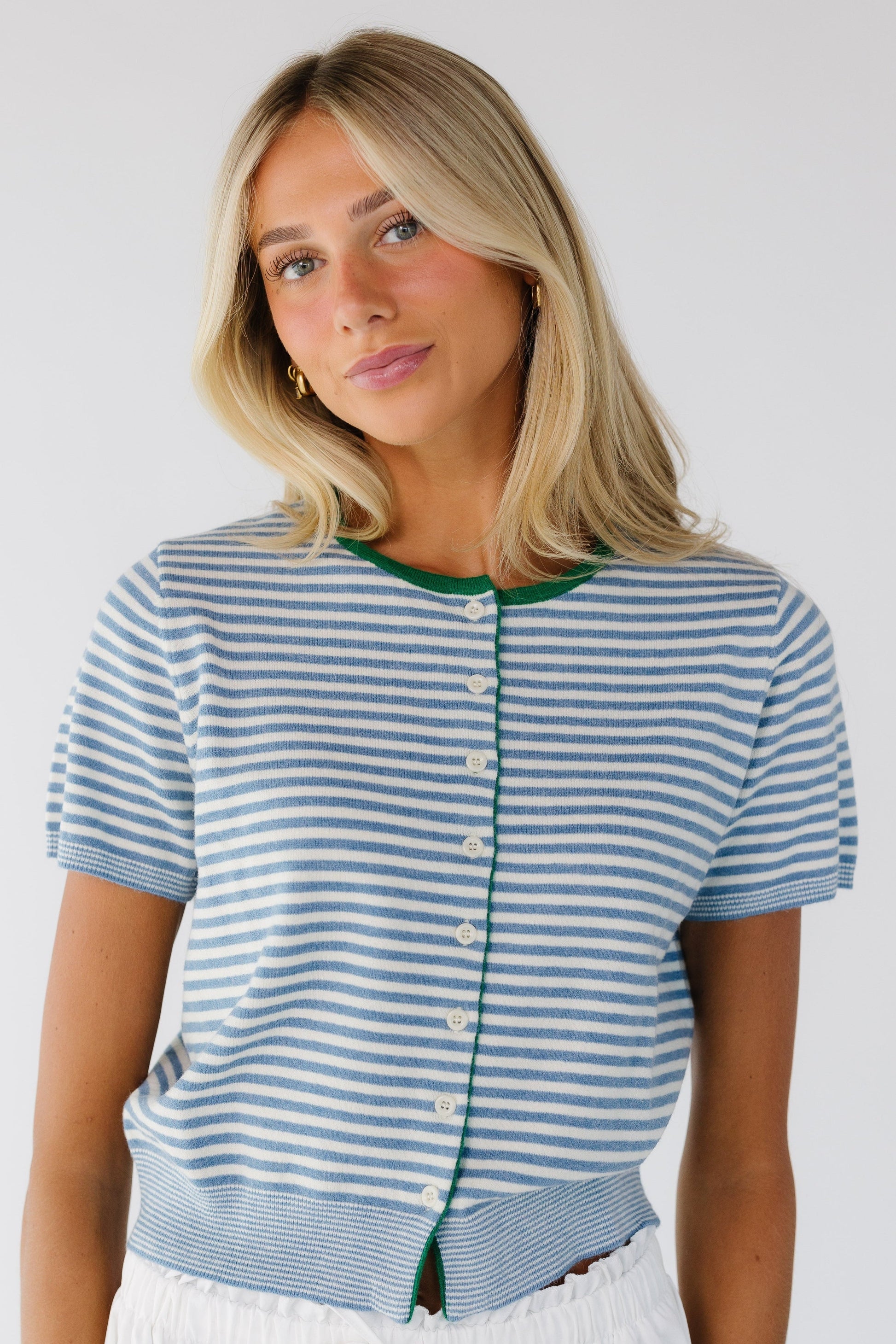 Kassie Button Up Short Sleeve Sweater WOMEN'S SWEATERS Mod Ref 