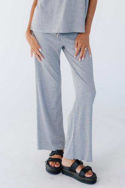 The Jess Ribbed Jersey Tie Waist Pants in grey for women and teen girls.