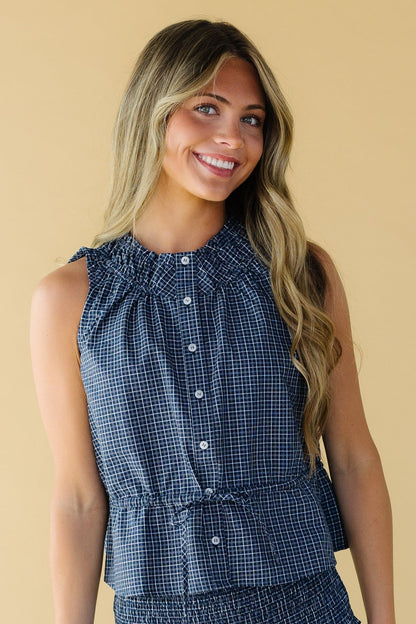 Zena Button Tank WOMEN'S TANK TOP Mod Ref Navy S 