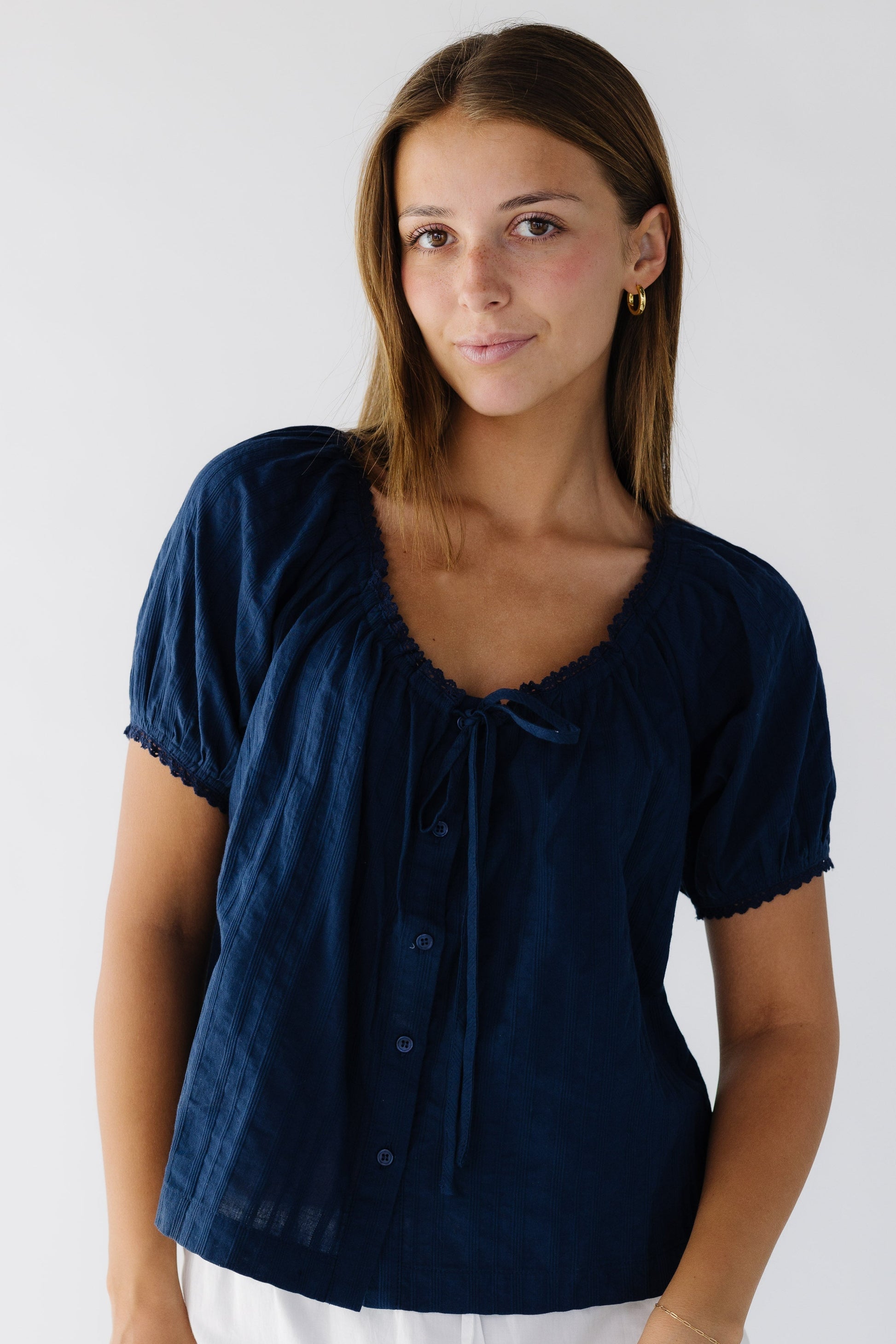 Mirabelle Top in navy for women and teen girls.