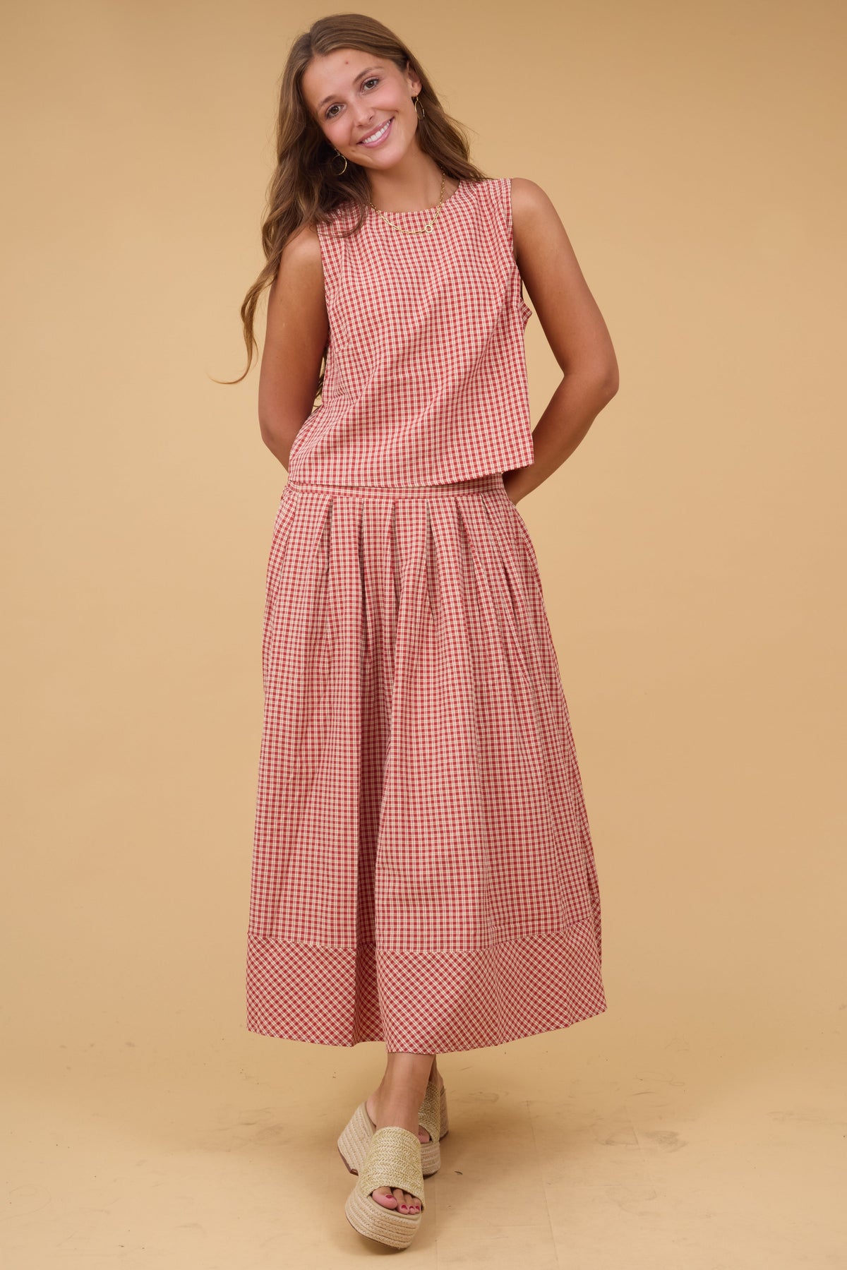 The Aspyn Set Women's Set  in red plaid for women and teen girls.