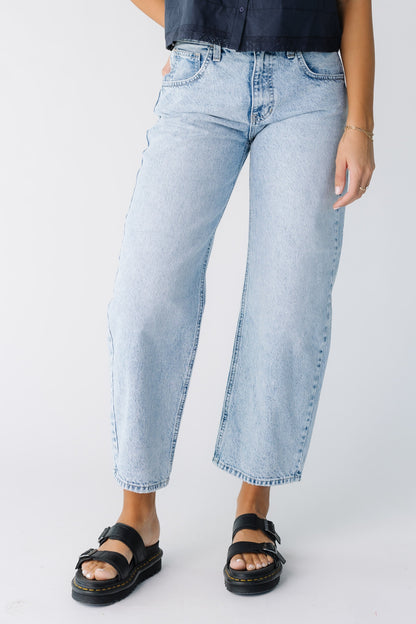 Chandler Barrel Jean in light denim for women and teens.