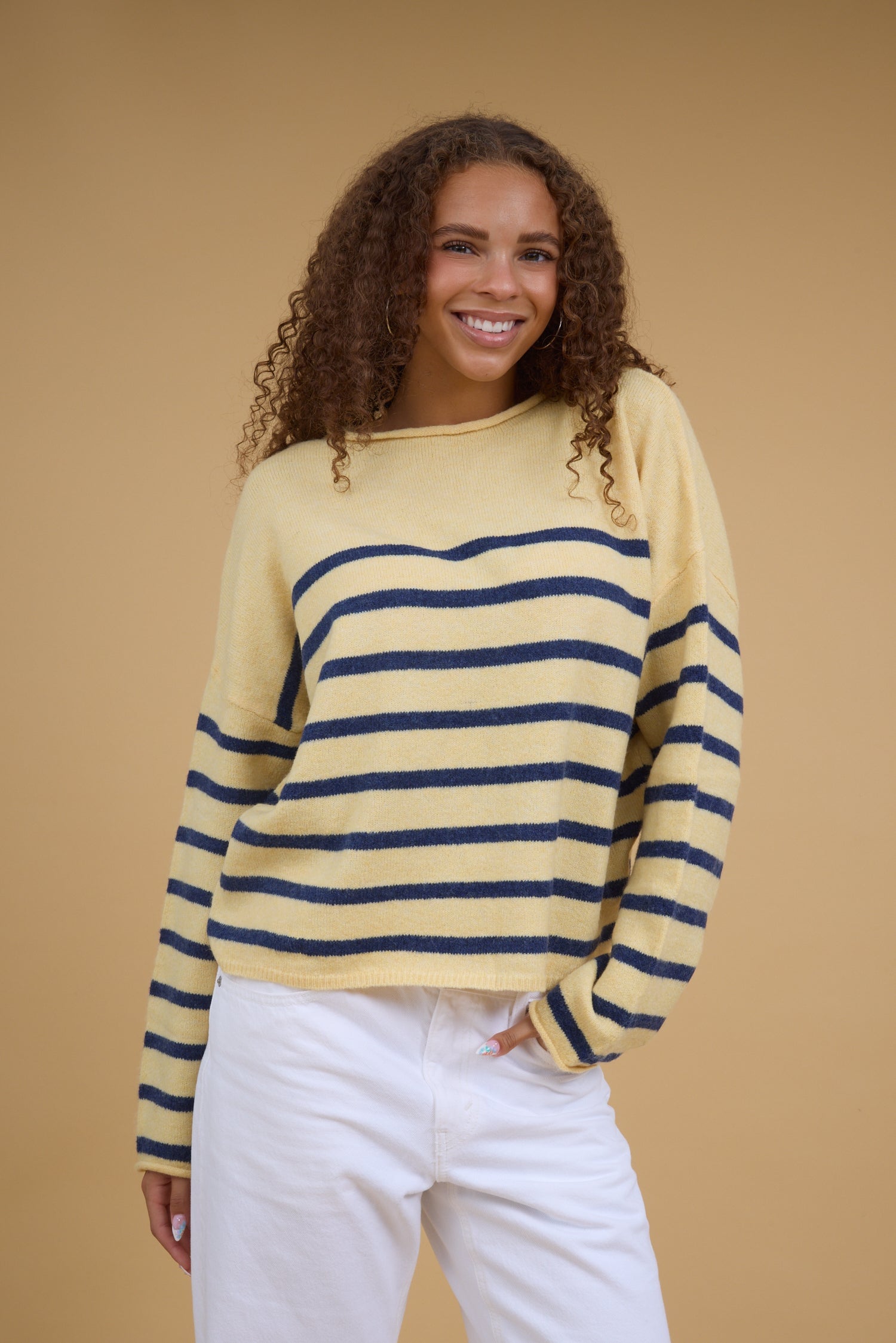 Zoey Striped Pullover Sweater WOMEN'S SWEATERS Things Between Butter/Midnight S 