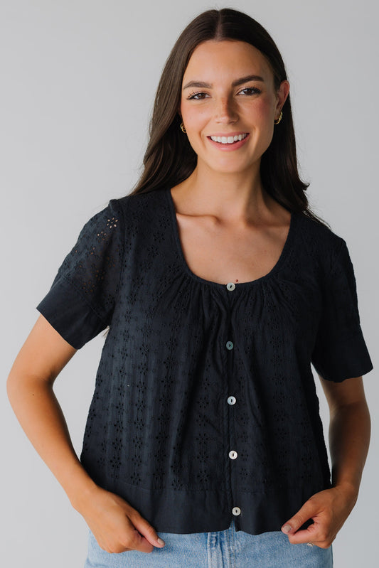 Forever Eyelet Top WOMEN'S TOP In February Black S 