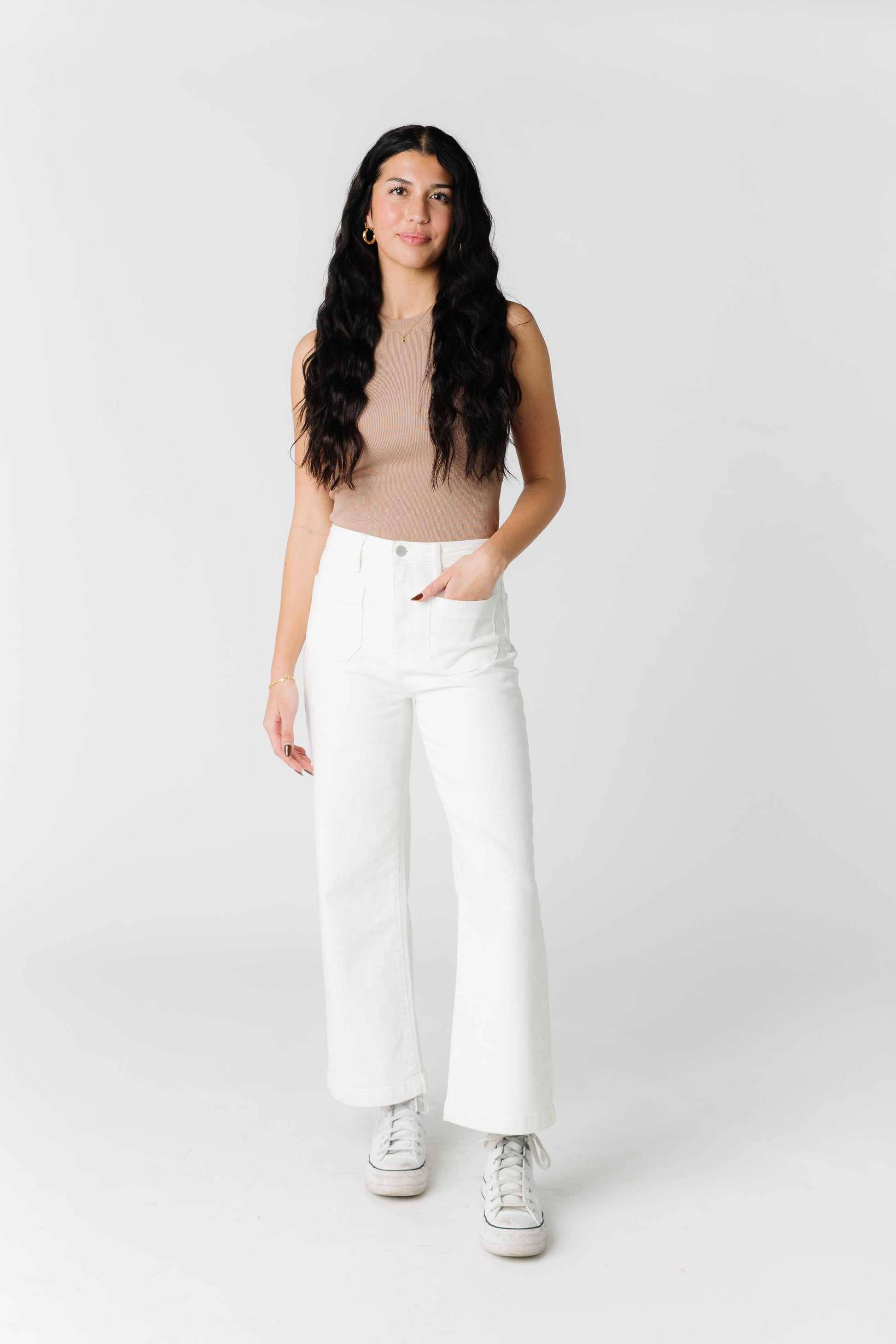 Date Time Pocket Wide Leg Denim WOMEN'S DENIM Just Panmaco Inc. Off White 24 