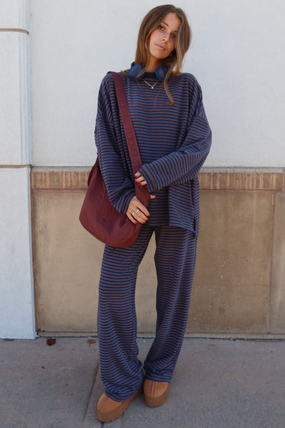 Cutie Everyday Stripe Set Women's Set brass & roe Blue/Taupe XS 