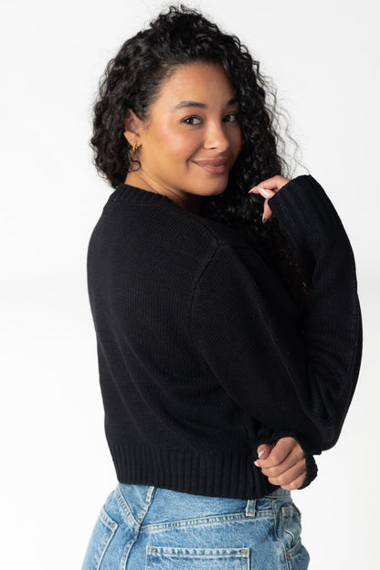 Rosie Crop Sweater - Black WOMEN'S SWEATERS Hyfve 